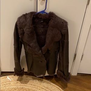 Sheri Bodell Leather and Fur Lined Jacket